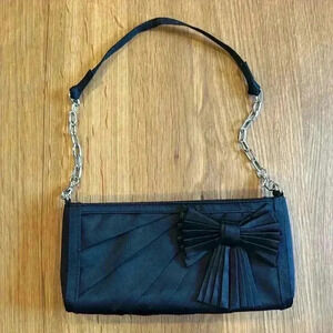 Coldwater Creek black shoulder bag with bow detail and silver strap